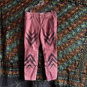 Free People Pink Skinny Jeans with Chevron Pattern